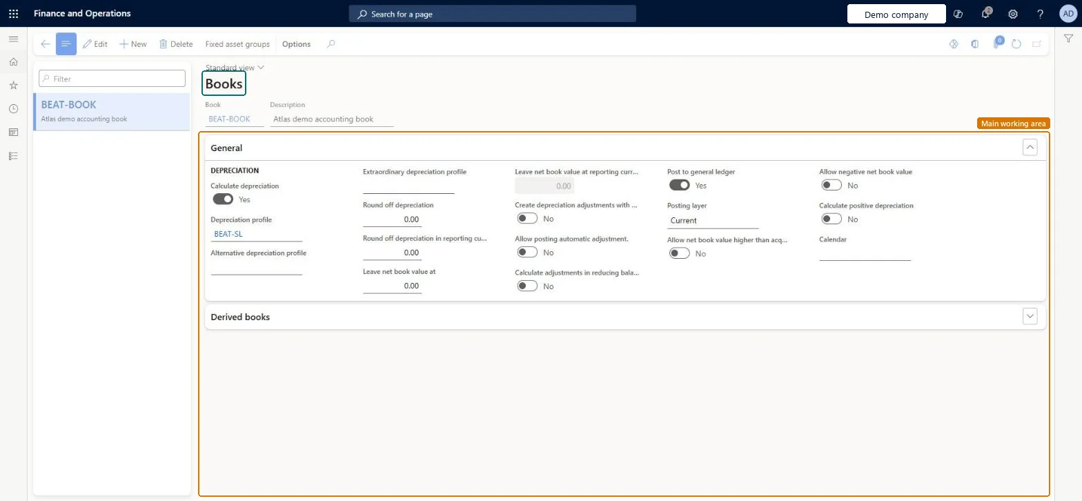 Books page in Dynamics 365