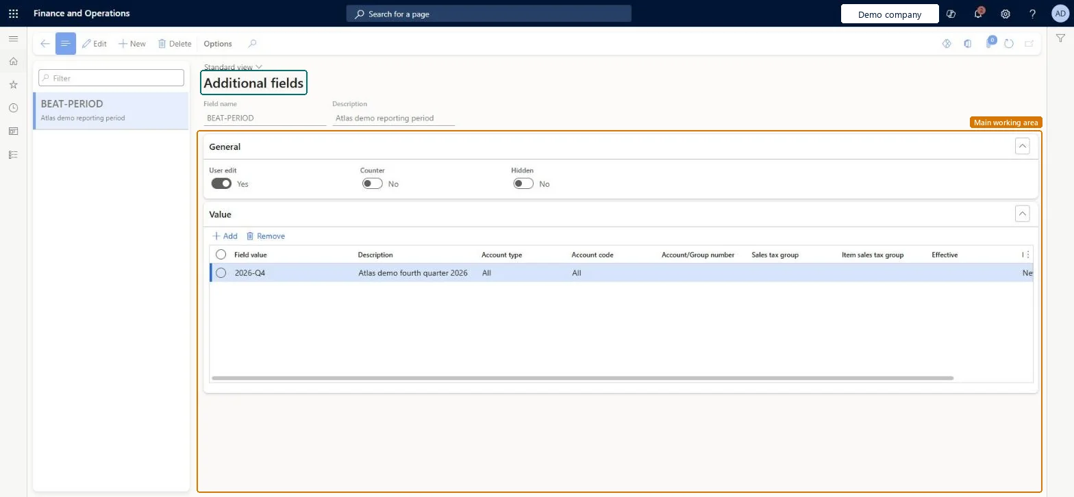 Additional fields page in Dynamics 365