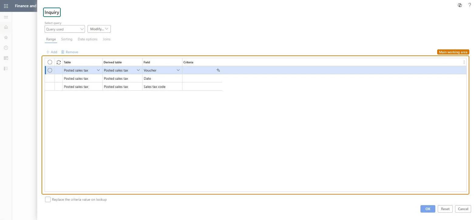 Posted sales tax page in Dynamics 365
