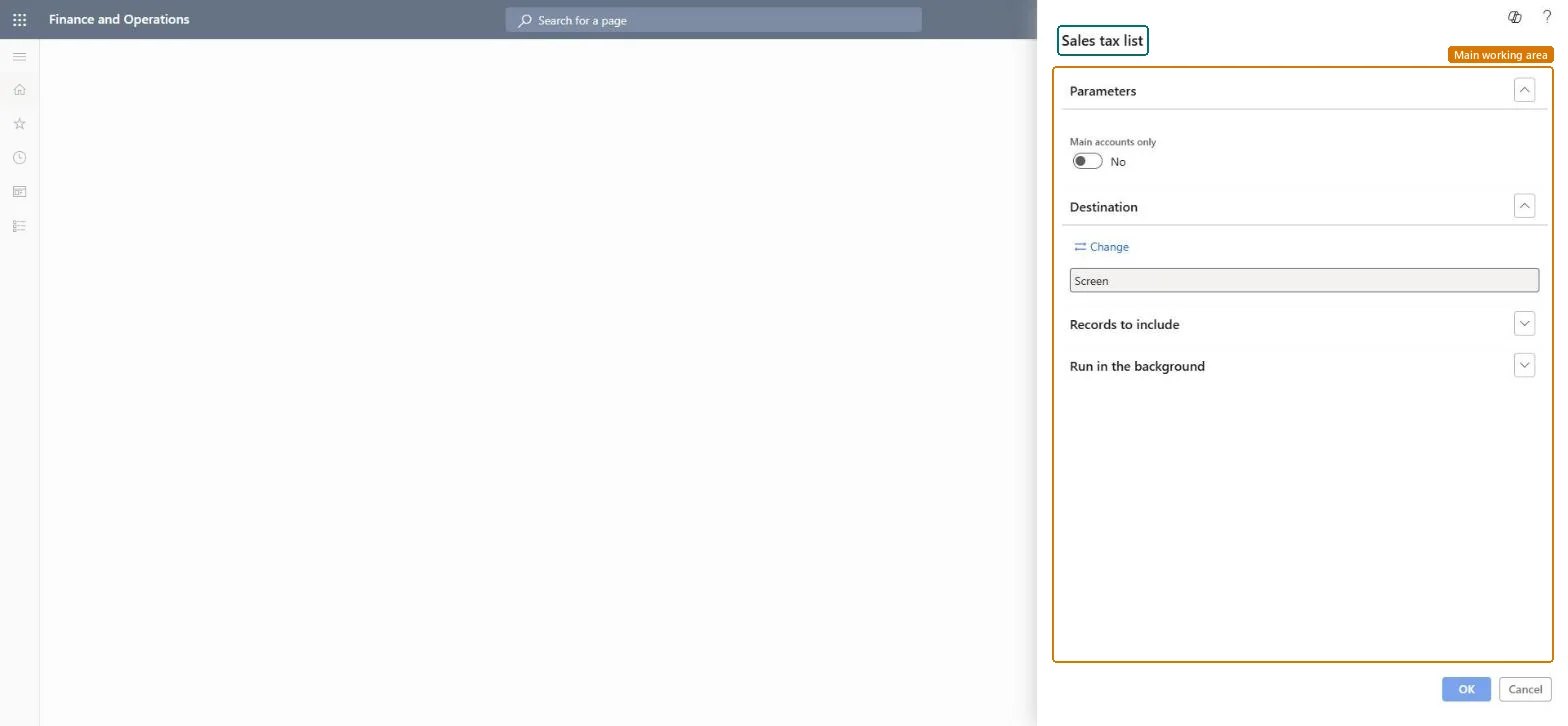 Sales tax list page in Dynamics 365