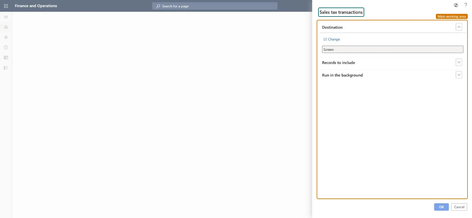 Sales tax transactions page in Dynamics 365