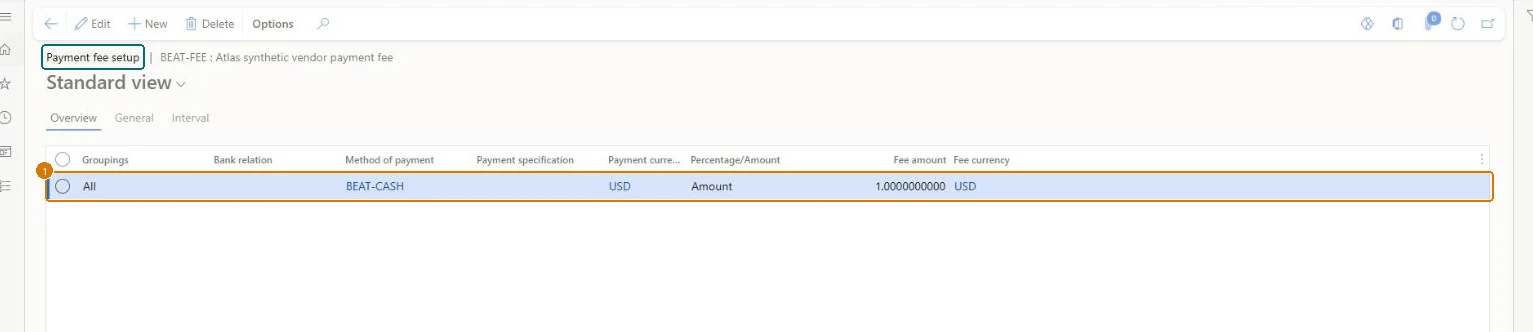 Set the payment fee amount (zoomed on the outlined fields)