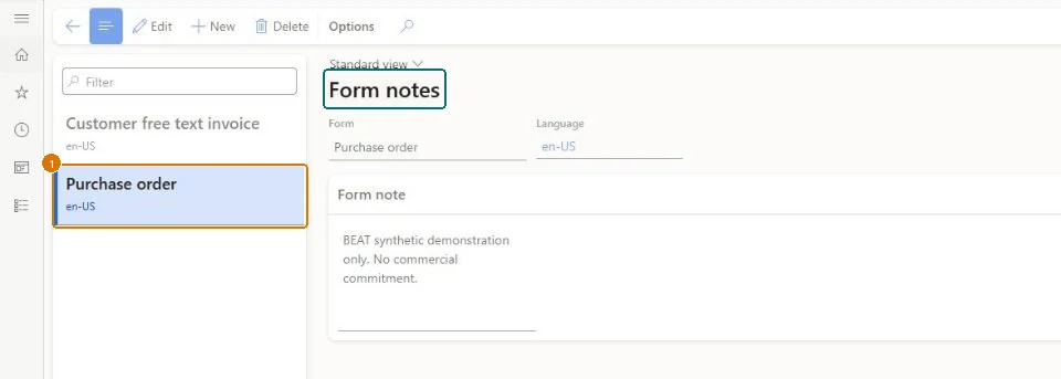 Add the purchase order form note (zoomed on the outlined fields)