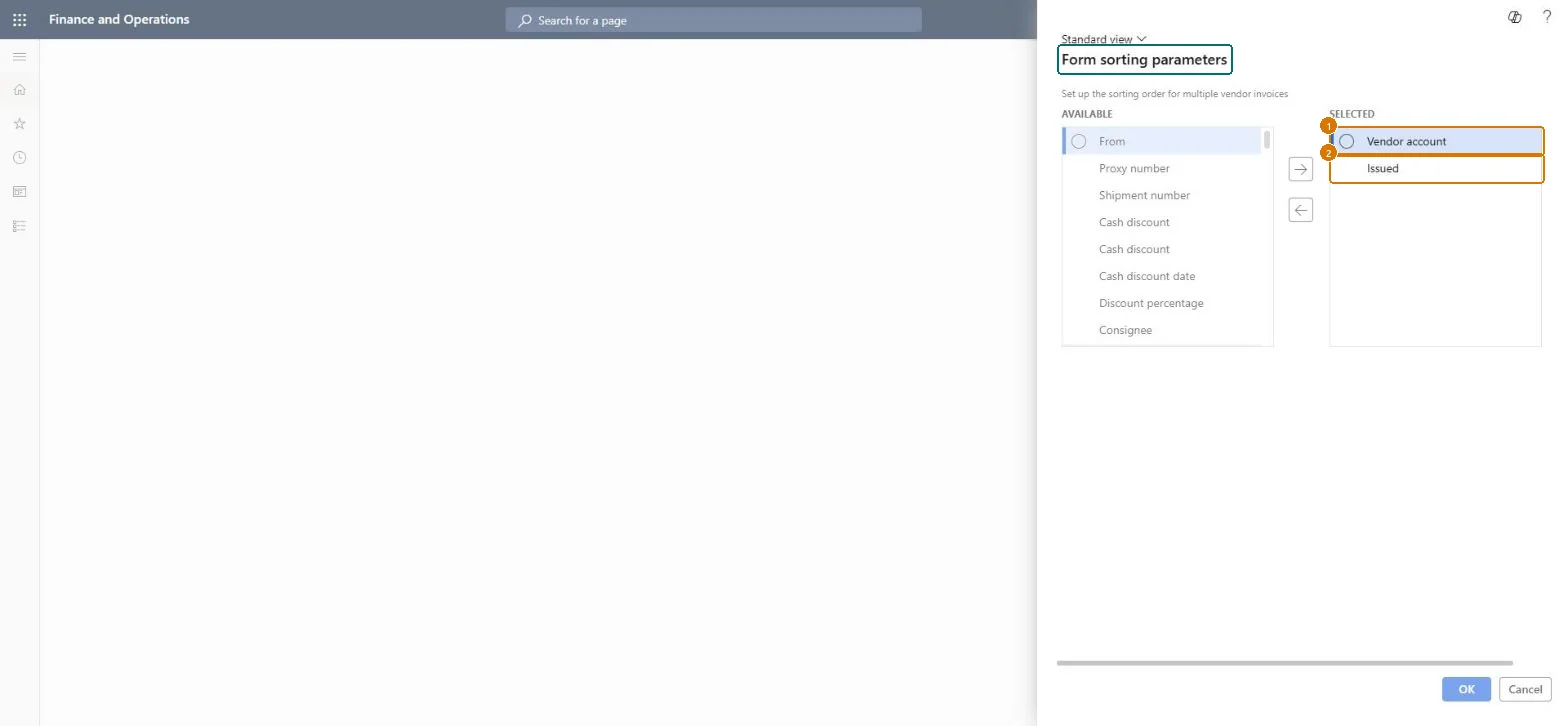 Choose the form sorting order