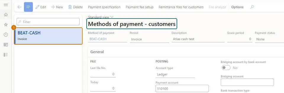 Create the customer method of payment (zoomed on the outlined fields)