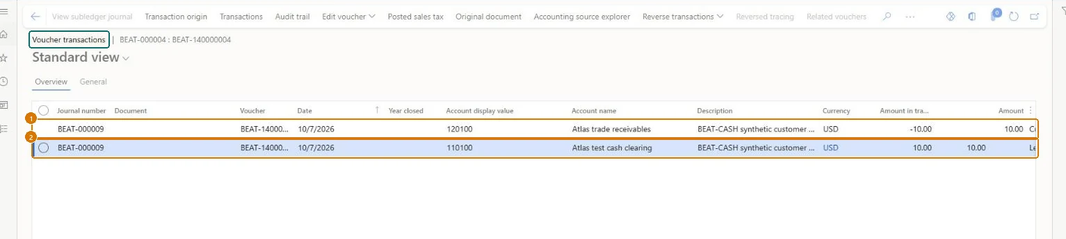 Check the payment voucher (zoomed on the outlined fields)