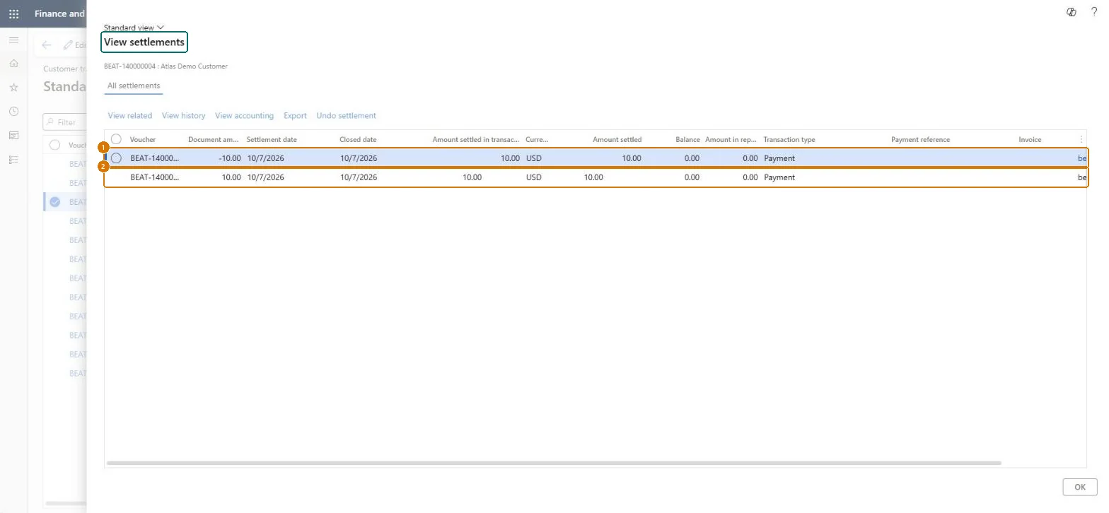 Check the payment settlement