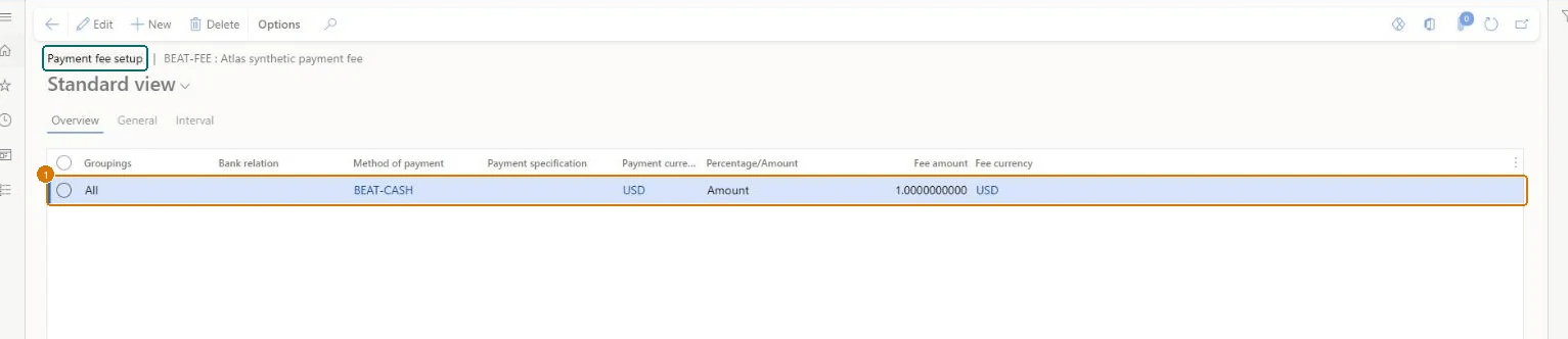 Set up the payment fee rule (zoomed on the outlined fields)