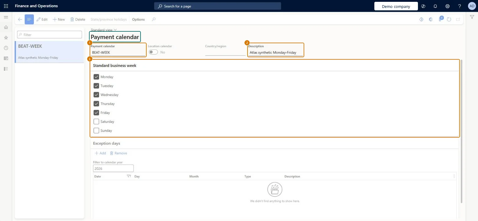 Create the payment calendar