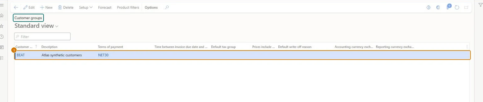 Create the customer group (zoomed on the outlined fields)