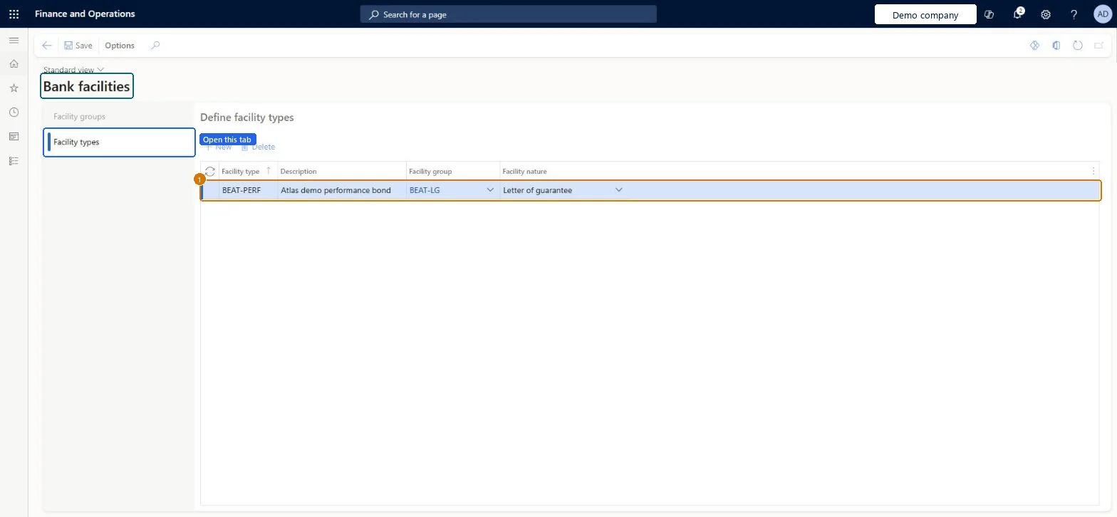 Create the facility group and type