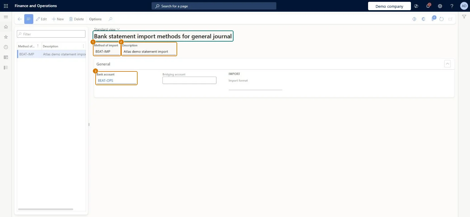 Create the statement import method