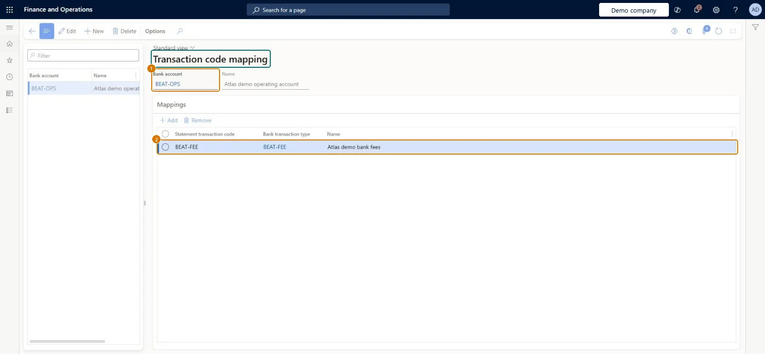 Map the statement transaction code