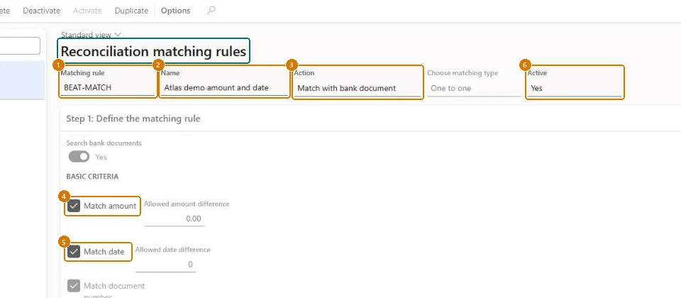 Create the matching rule (zoomed on the outlined fields)