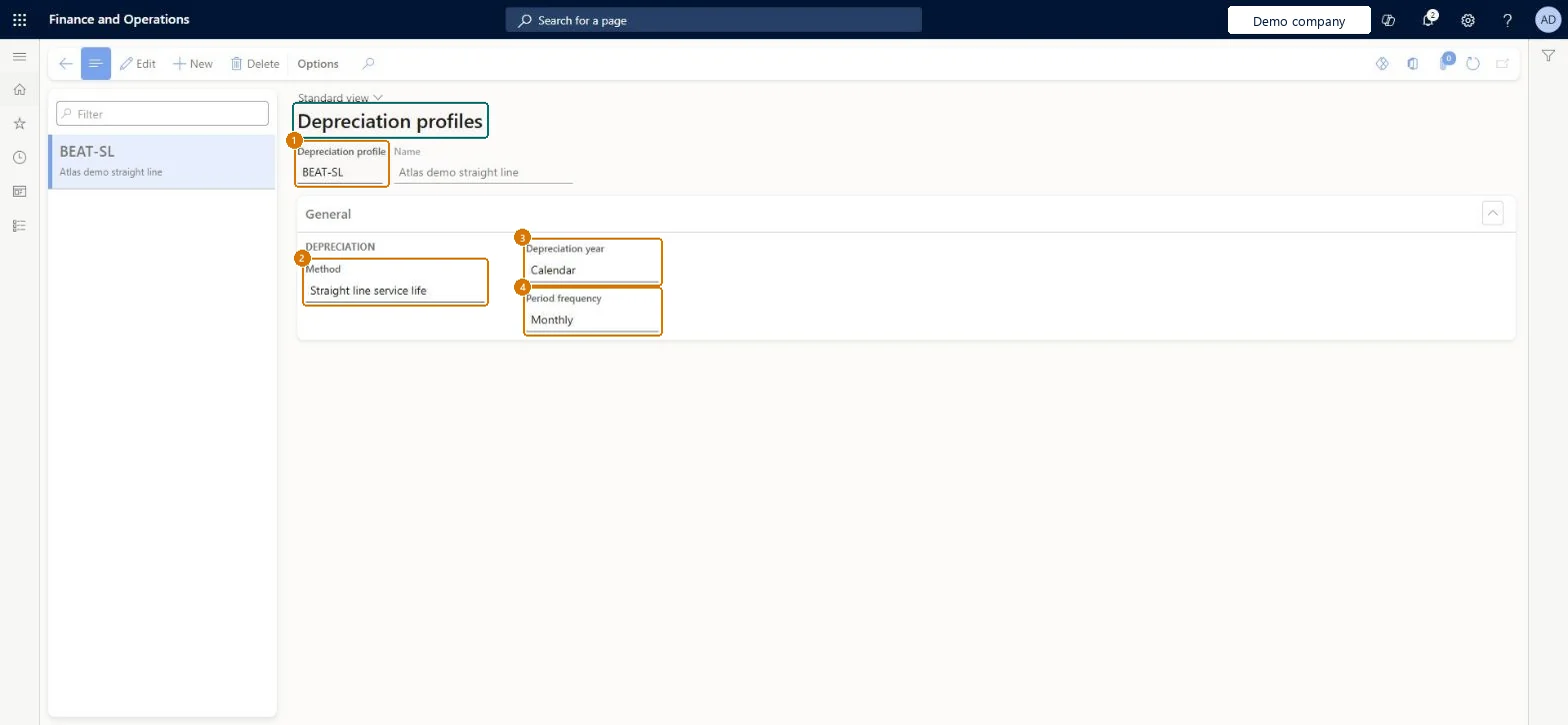 Create the depreciation profile