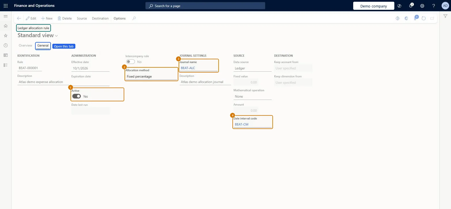 Create the ledger allocation rule