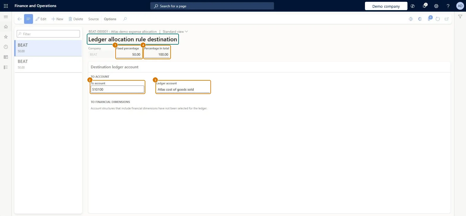Add the allocation destinations