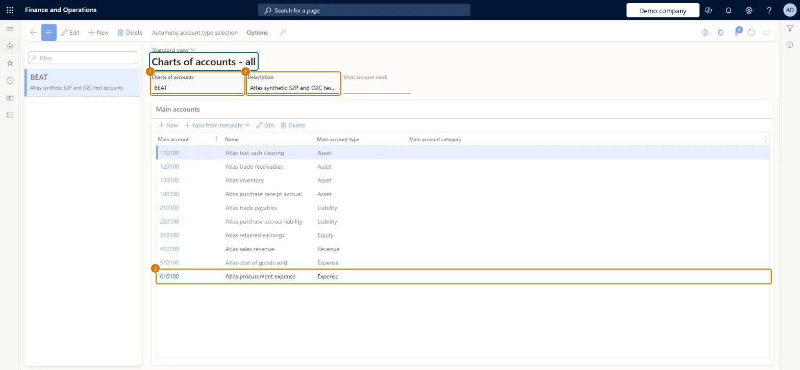 Create the chart of accounts