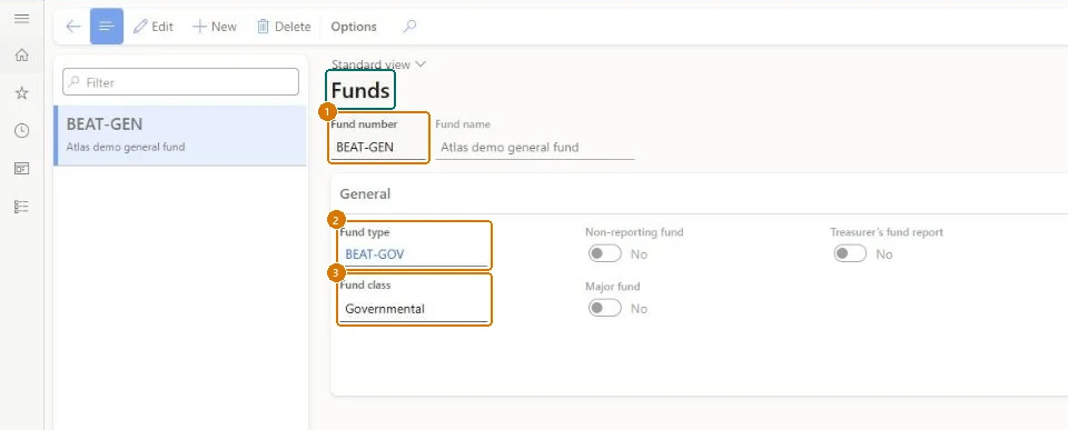 Create the fund (zoomed on the outlined fields)