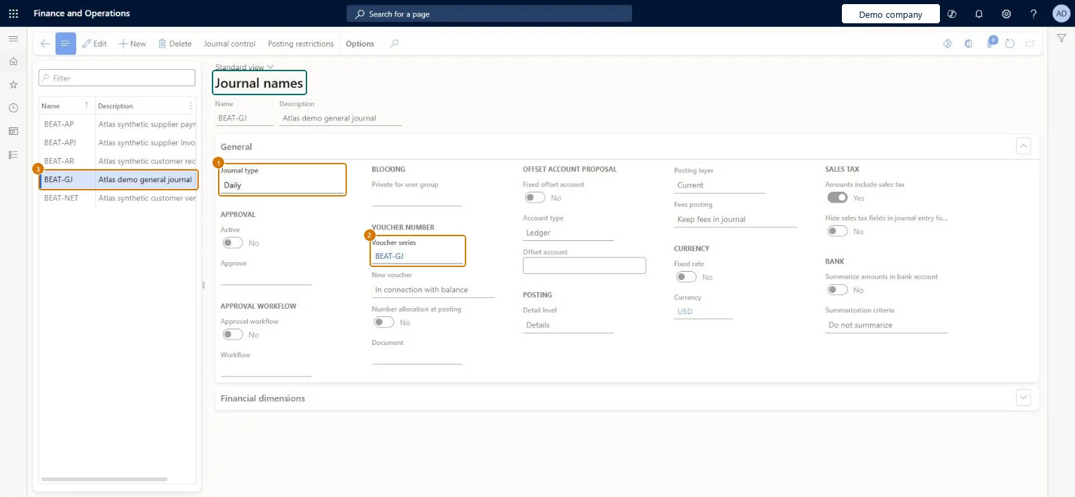 Create the general journal name