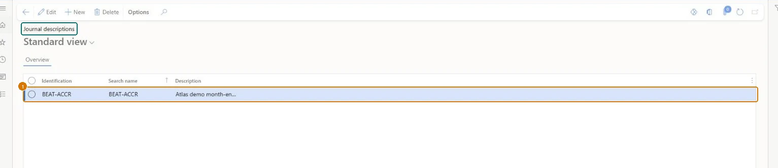 Create the journal description (zoomed on the outlined fields)