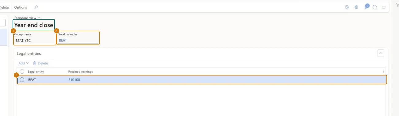 Create the year-end close template (zoomed on the outlined fields)