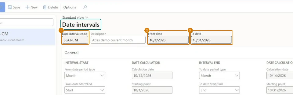 Create the date interval (zoomed on the outlined fields)