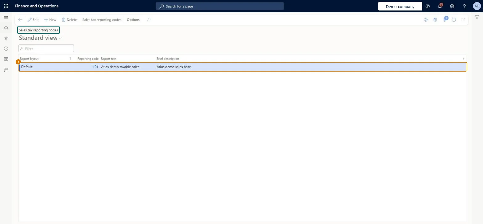 Create the sales tax reporting code