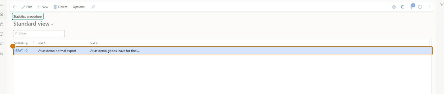 Add the statistics procedure (zoomed on the outlined fields)