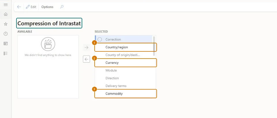 Choose the compression fields (zoomed on the outlined fields)