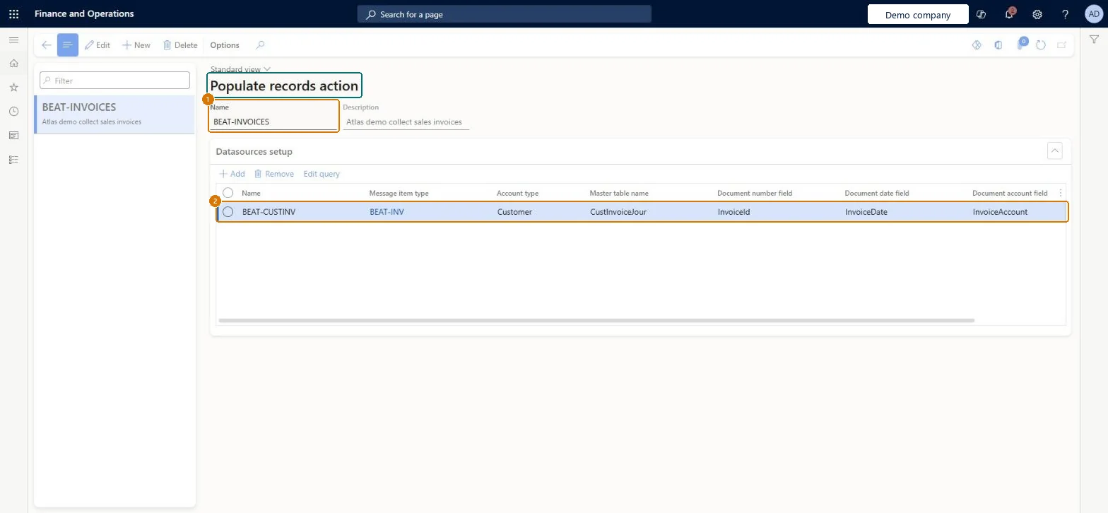 Create the populate records action